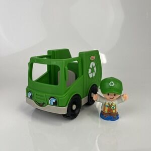 Fisher Price Little People Green Recycle Garbage Truck & Figure